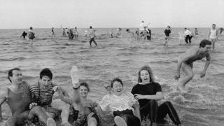 People swimming in Sheringham on Christmas Day, 1989