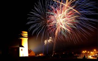 Hunstanton Fireworks illuminate the lighthouse Picture: Ian Burt
