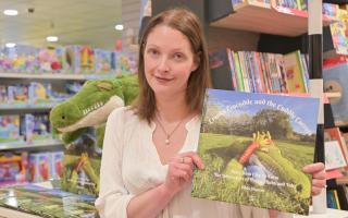 Holly Huetson in Jarrold Department Store with her book Cranky Crocodile and the Cuddly Carrots