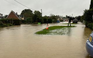 Mill Lane in Attleborough was flooded due to Storm Babet
